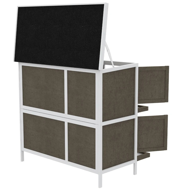 KFX-9802301 Wooden Indoor Outdoor Bunny Hutch with Ramp, Double-Level Design and Weatherproof Features