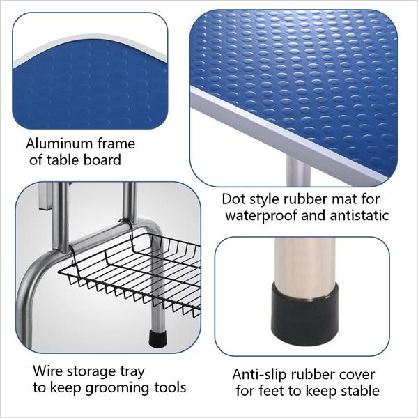 KFX-9804093 46 Inch Folding Pet Grooming Table with Adjustable Arm and Safety Features