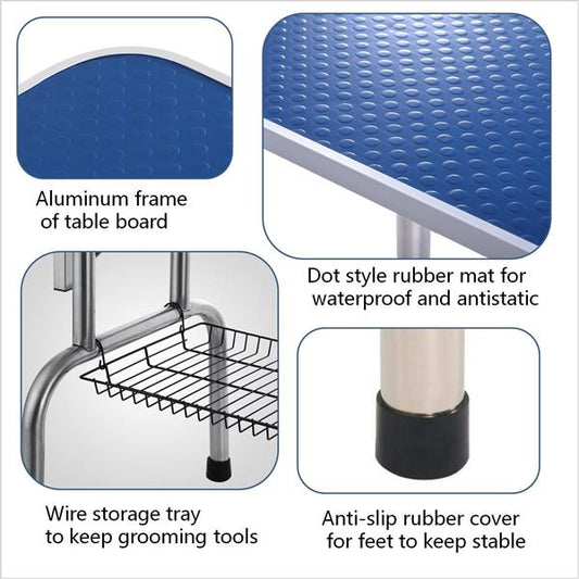 KFX-9804093 46 Inch Folding Pet Grooming Table with Adjustable Arm and Safety Features