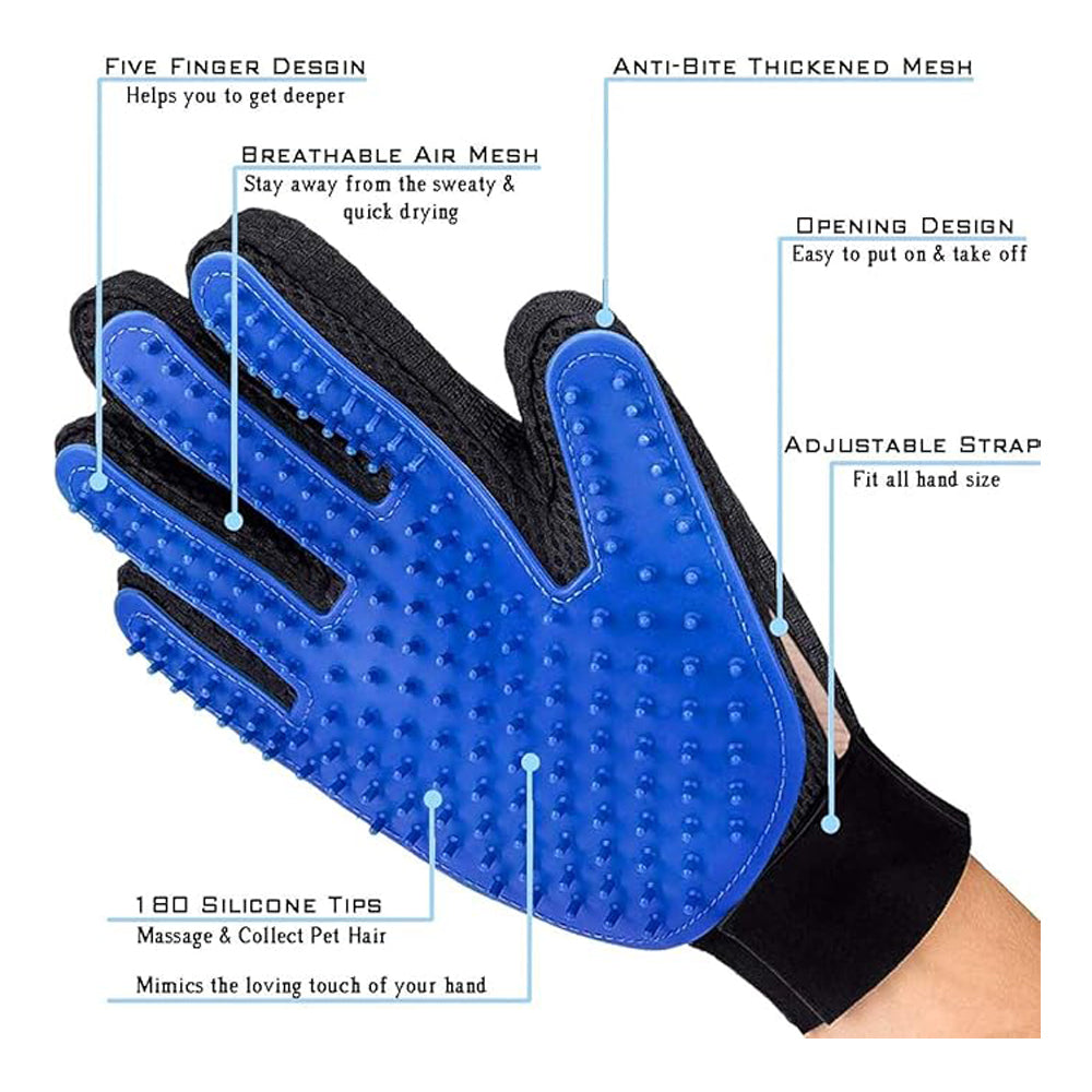 KFX-9804221 Premium Pet Grooming Glove for Cats, Dogs, and Small Animals - De-Shedding and Massage Tool