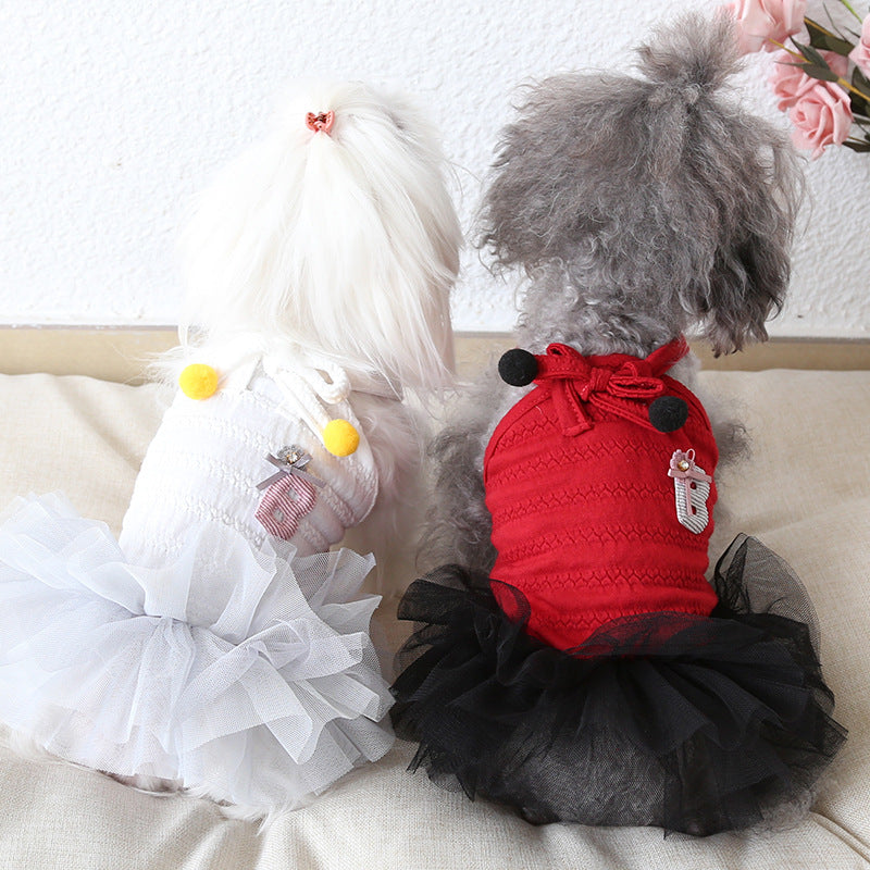KFX-9804989 Colorful Bow Suspender Skirt for Dogs and Cats - Cotton Material, Fashionable Design