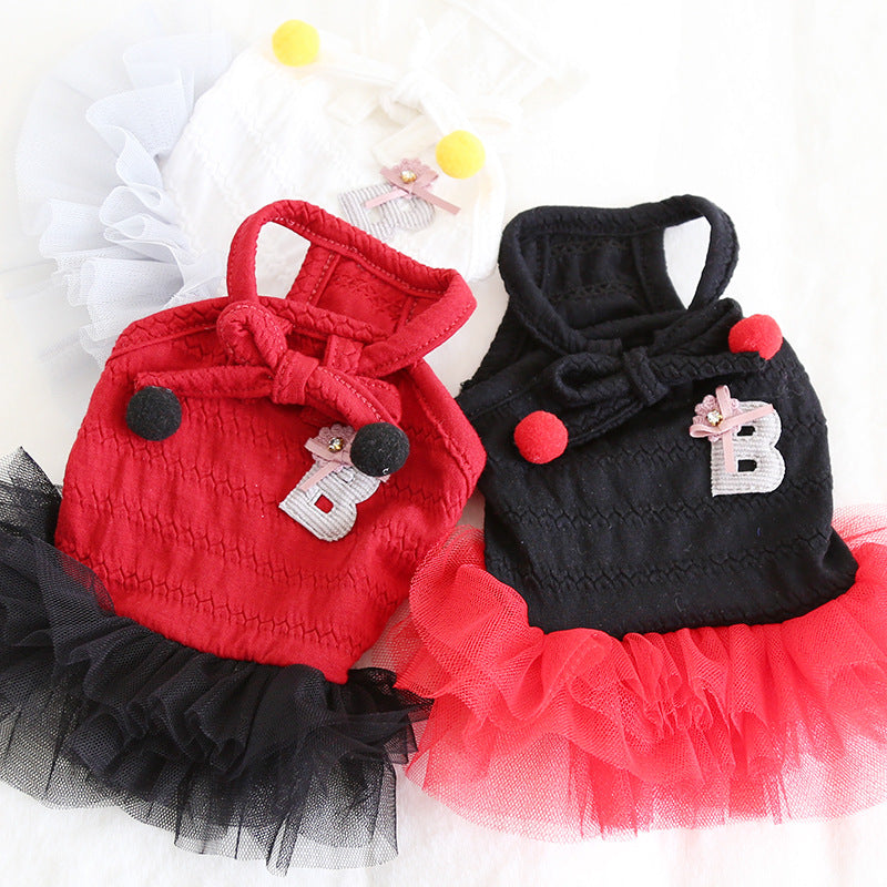 KFX-9804989 Colorful Bow Suspender Skirt for Dogs and Cats - Cotton Material, Fashionable Design