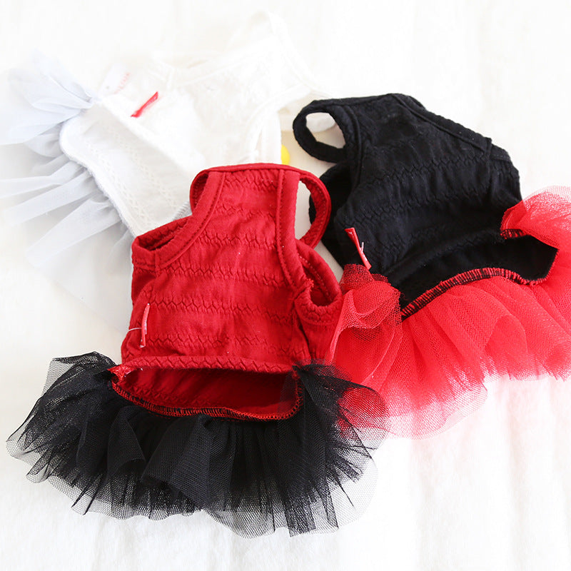 KFX-9804989 Colorful Bow Suspender Skirt for Dogs and Cats - Cotton Material, Fashionable Design