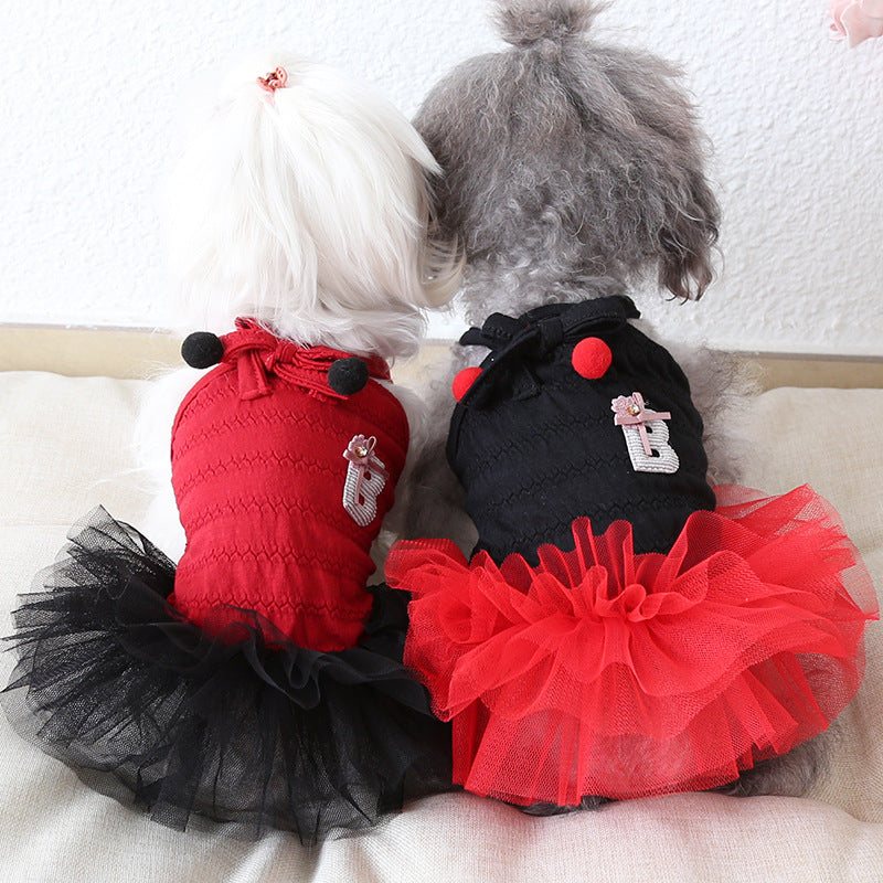 KFX-9804989 Colorful Bow Suspender Skirt for Dogs and Cats - Cotton Material, Fashionable Design