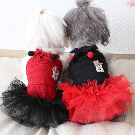 KFX-9804989 Colorful Bow Suspender Skirt for Dogs and Cats - Cotton Material, Fashionable Design