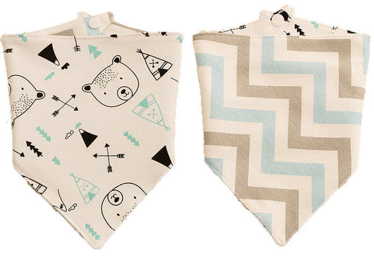 KFX-9806013 Reversible Cotton Baby Triangle Scarf Bib with Fun Prints for Children
