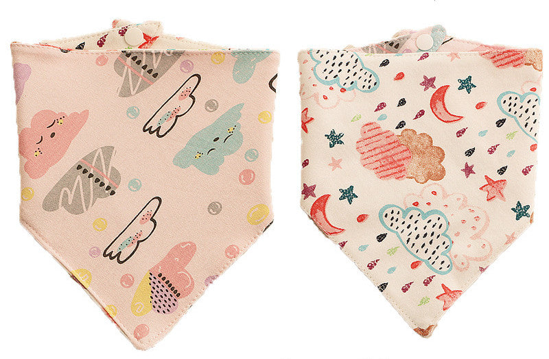 KFX-9806013 Reversible Cotton Baby Triangle Scarf Bib with Fun Prints for Children
