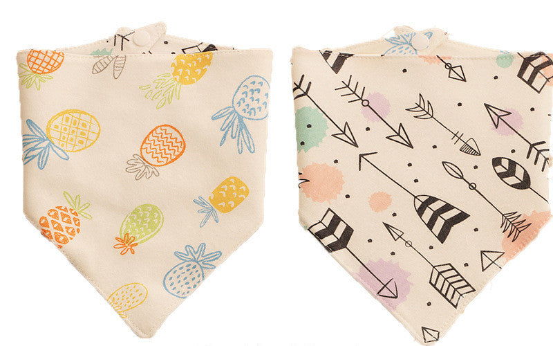 KFX-9806013 Reversible Cotton Baby Triangle Scarf Bib with Fun Prints for Children