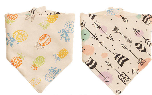 KFX-9806013 Reversible Cotton Baby Triangle Scarf Bib with Fun Prints for Children