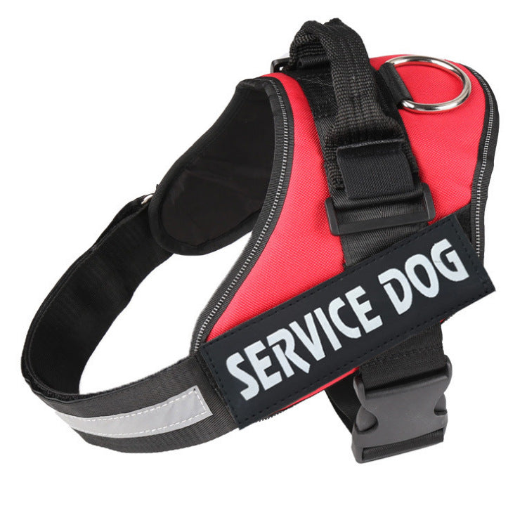 KFX-9807677 Reflective Nylon Pet Traction Chest Strap with Adjustable Neck and Stainless Steel Ring