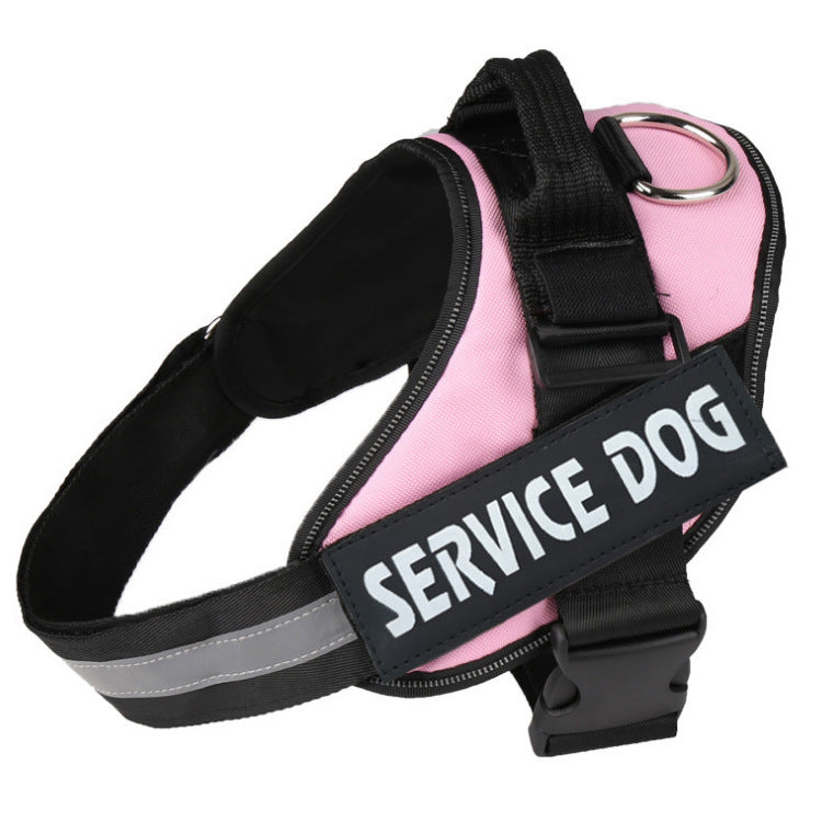 KFX-9807677 Reflective Nylon Pet Traction Chest Strap with Adjustable Neck and Stainless Steel Ring