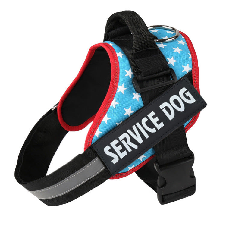 KFX-9807677 Reflective Nylon Pet Traction Chest Strap with Adjustable Neck and Stainless Steel Ring