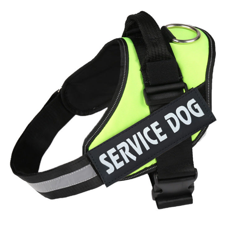 KFX-9807677 Reflective Nylon Pet Traction Chest Strap with Adjustable Neck and Stainless Steel Ring