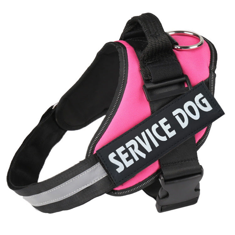 KFX-9807677 Reflective Nylon Pet Traction Chest Strap with Adjustable Neck and Stainless Steel Ring