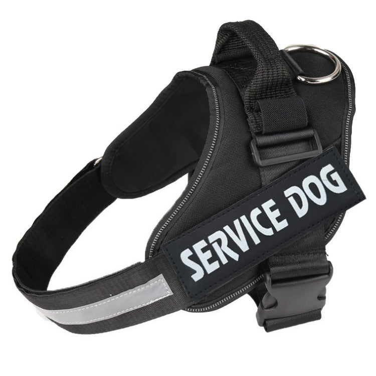 KFX-9807677 Reflective Nylon Pet Traction Chest Strap with Adjustable Neck and Stainless Steel Ring