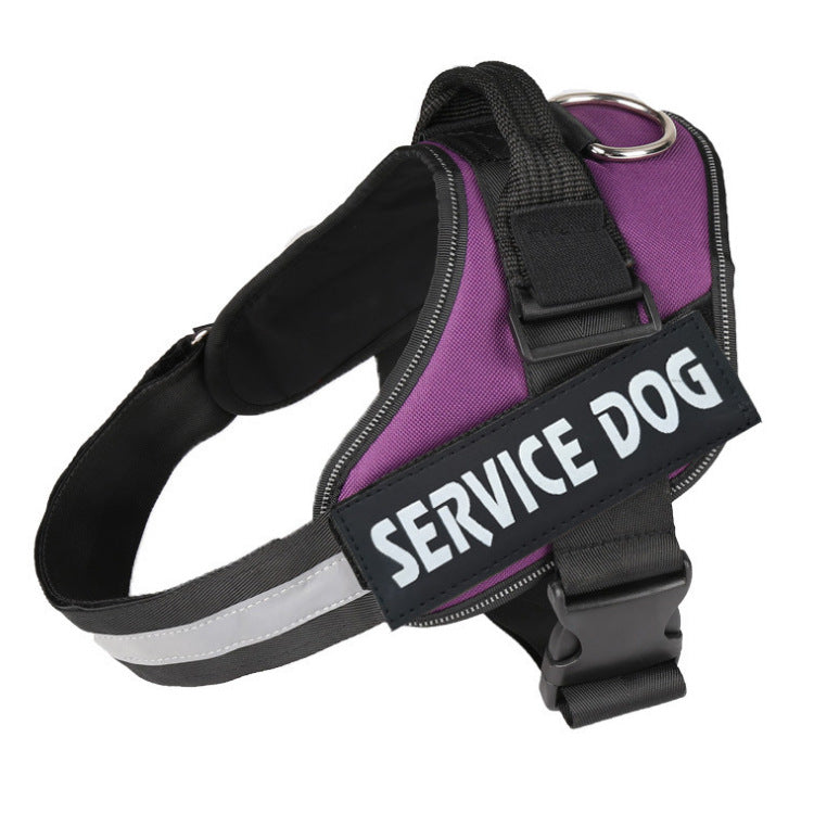 KFX-9807677 Reflective Nylon Pet Traction Chest Strap with Adjustable Neck and Stainless Steel Ring