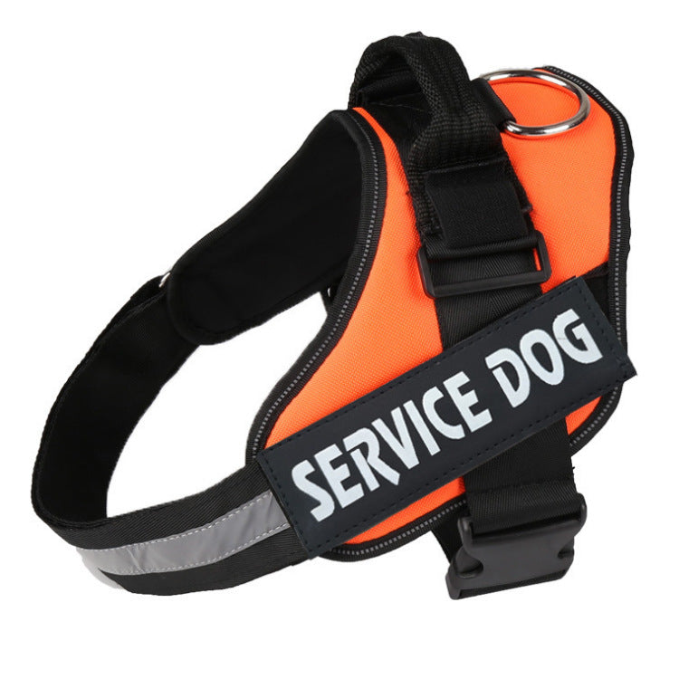 KFX-9807677 Reflective Nylon Pet Traction Chest Strap with Adjustable Neck and Stainless Steel Ring