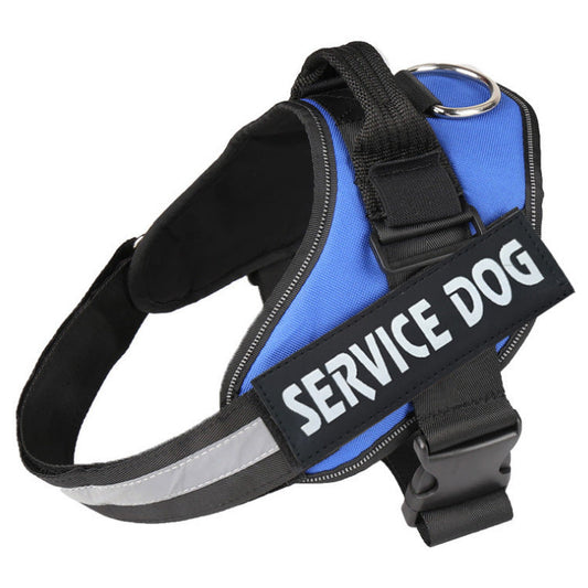 KFX-9807677 Reflective Nylon Pet Traction Chest Strap with Adjustable Neck and Stainless Steel Ring