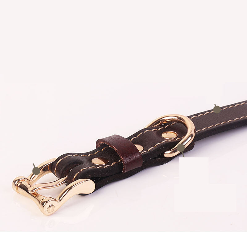 KFX-9808189 Two-Layer Microfiber Leather Dog Collar with Traction Rope - Multi-Purpose, Available in Brown and Red, Sizes XS to L
