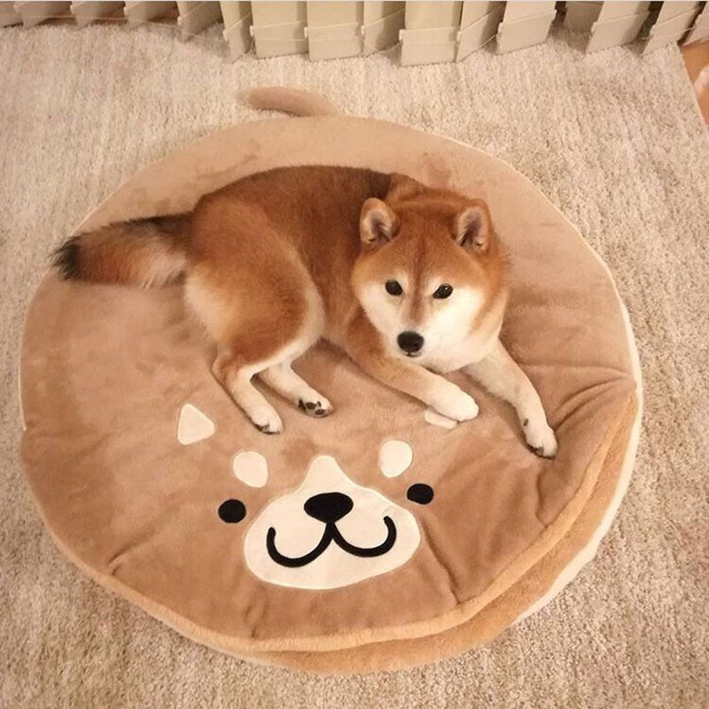 KFX-9808445 Creative Round Short Plush Dog and Cat Mat - Cozy Copper Firewood Design, 85*8cm