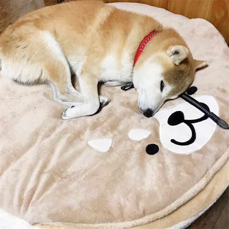 KFX-9808445 Creative Round Short Plush Dog and Cat Mat - Cozy Copper Firewood Design, 85*8cm