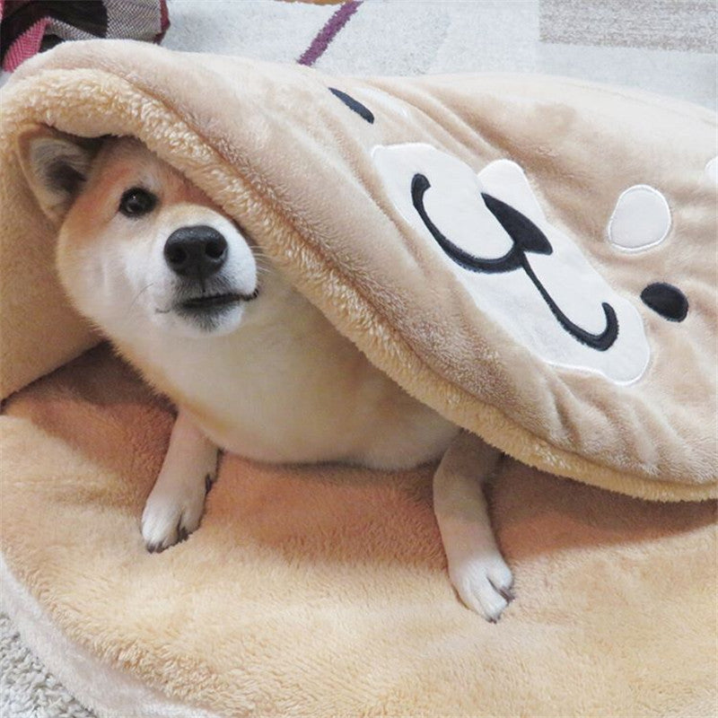 KFX-9808445 Creative Round Short Plush Dog and Cat Mat - Cozy Copper Firewood Design, 85*8cm