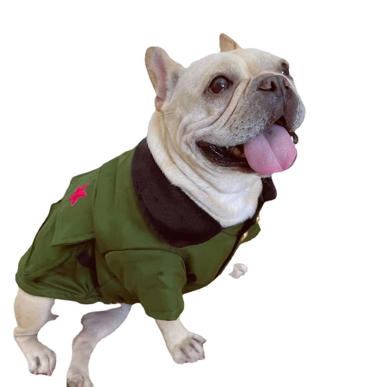 KFX-9808957 Cotton Thickened Pet Outfit with Hat for Dogs and Cats in Green