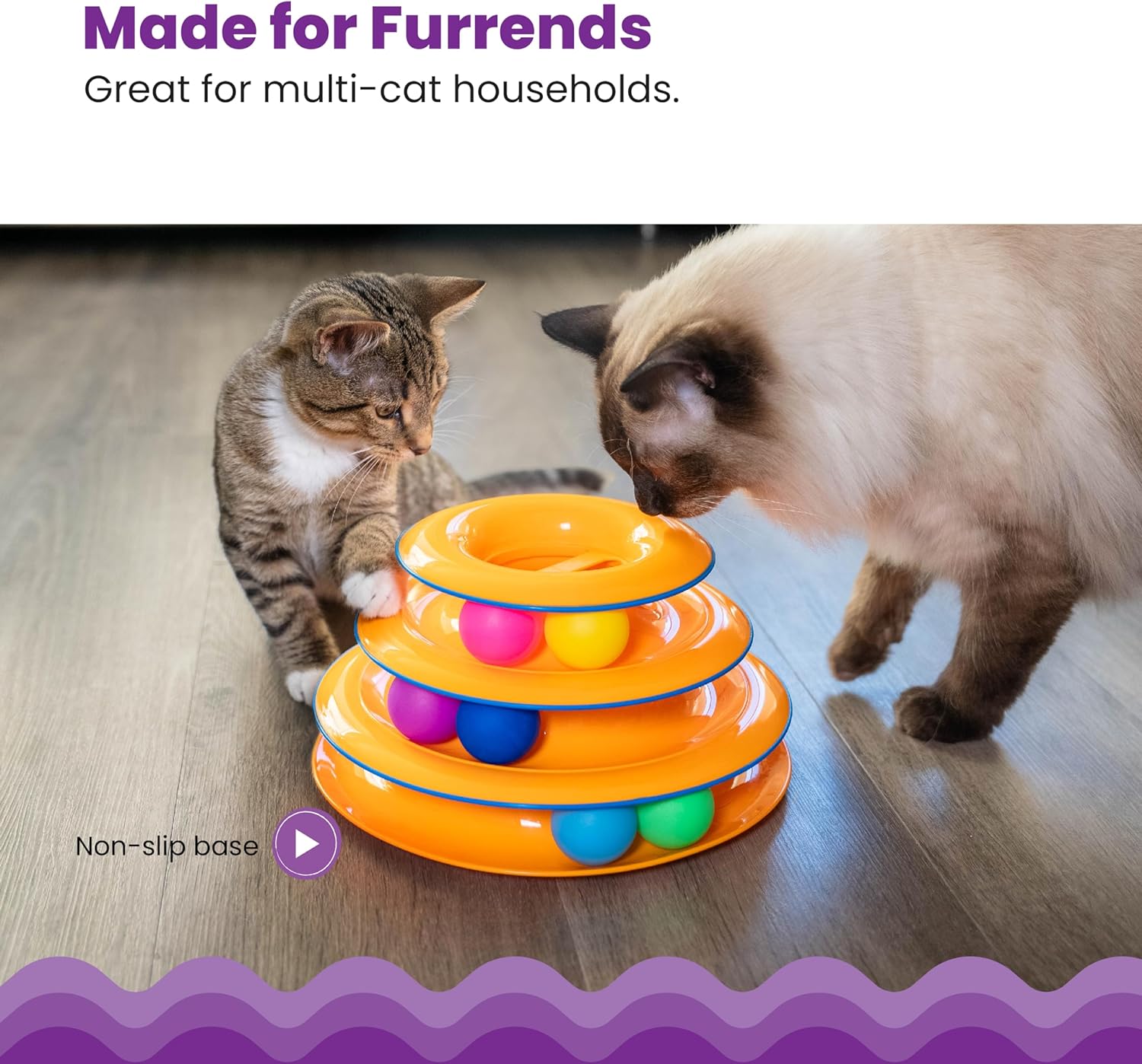 KFX-9811645 Interactive 3-Tier Cat Track Toy with Spinning Balls for Active Play and Mental Stimulation