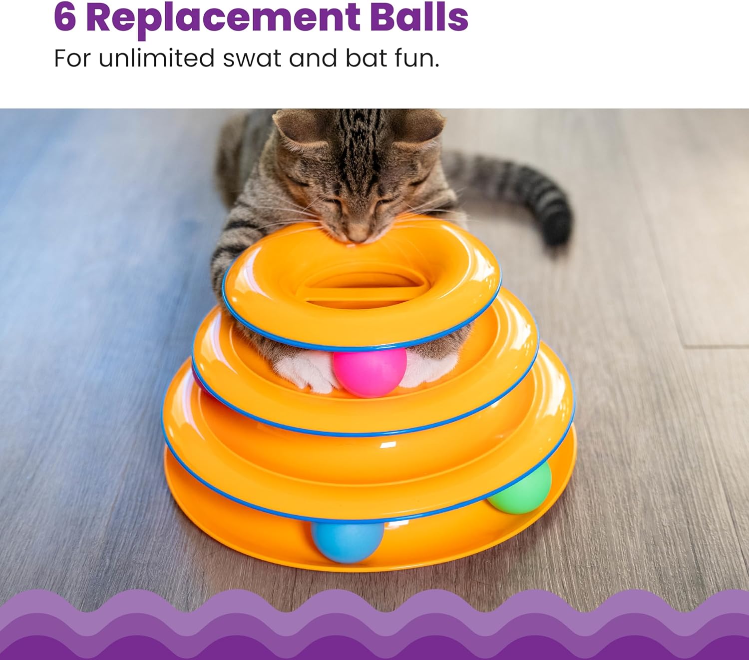 KFX-9811645 Interactive 3-Tier Cat Track Toy with Spinning Balls for Active Play and Mental Stimulation