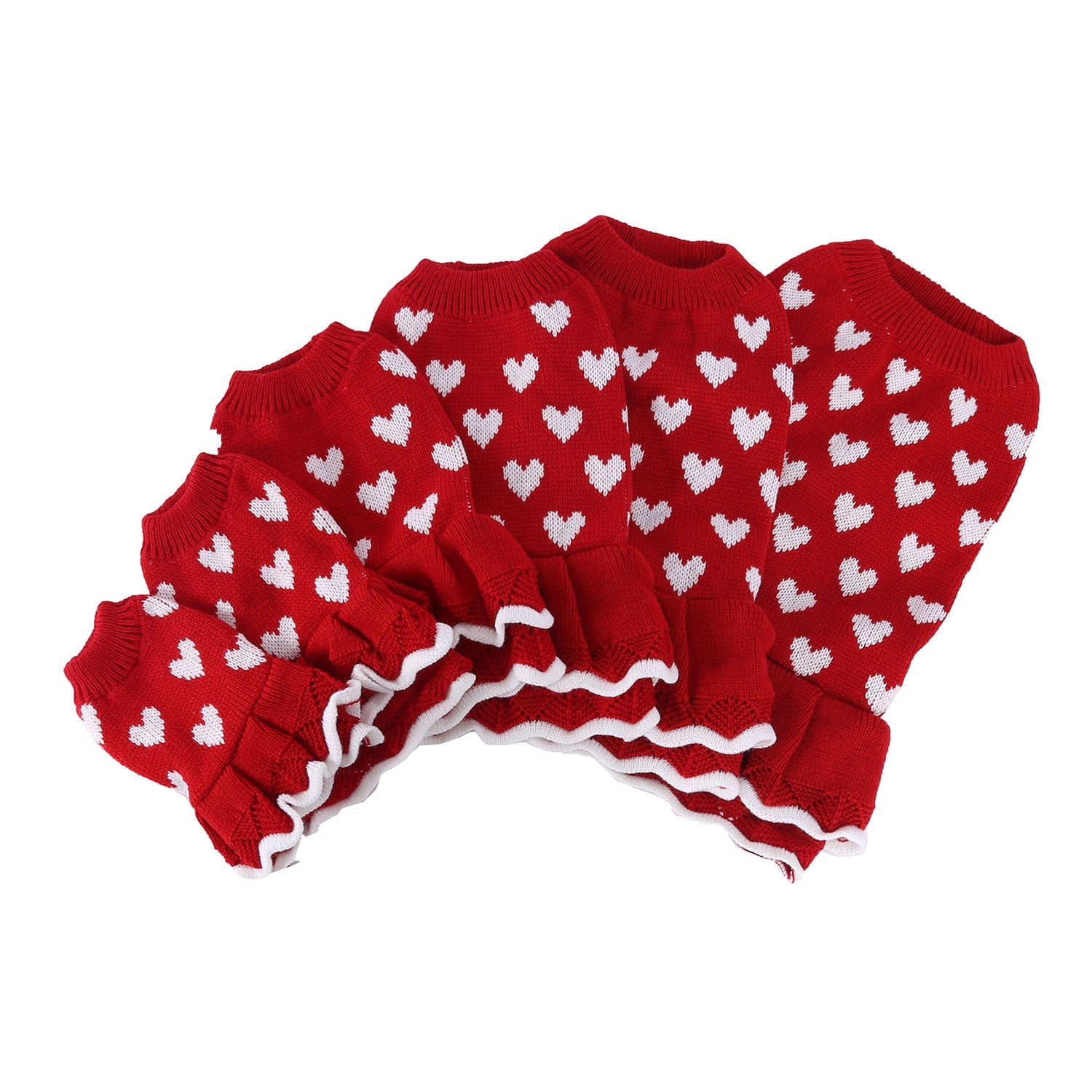 KFX-9812157 Warm Red Dog Sweater Skirt for Autumn and Winter, Acrylic Material, Multiple Sizes Available