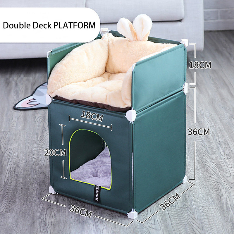 KFX-9814205 Cozy Double Cat Villa with Waterproof Design for All Seasons