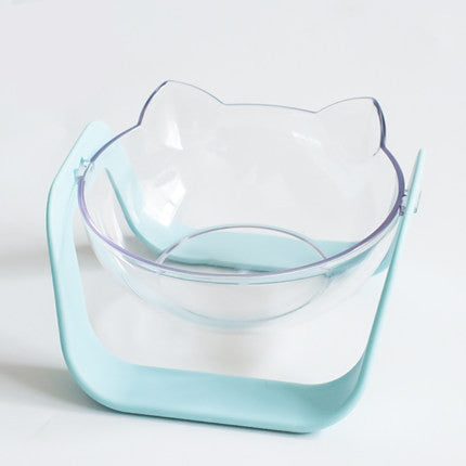 KFX-9814333 Adjustable 15° Double Bowl for Cats – Eco-Friendly Design in Pure White and Macaron Blue