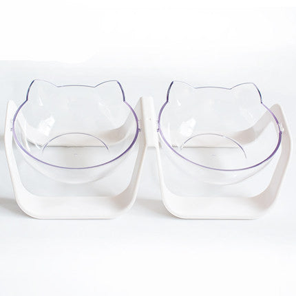 KFX-9814333 Adjustable 15° Double Bowl for Cats – Eco-Friendly Design in Pure White and Macaron Blue
