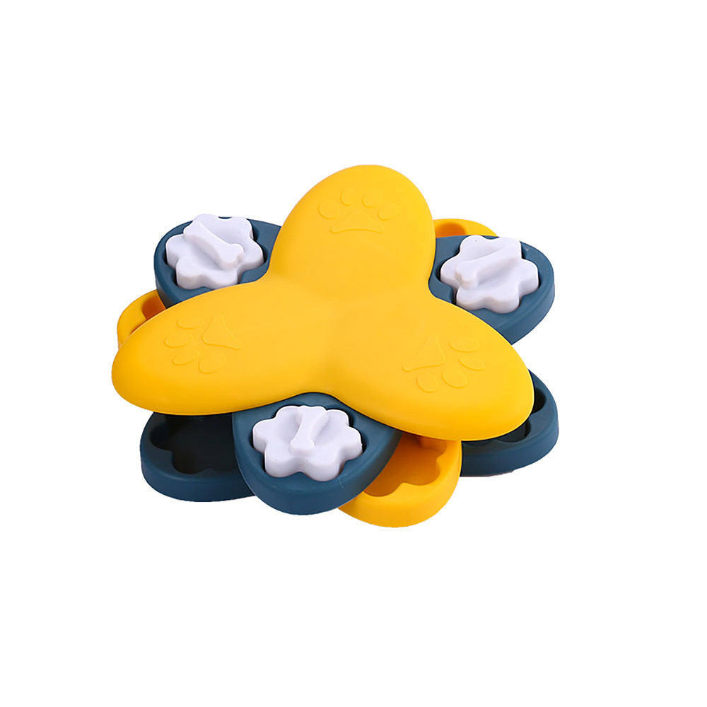KFX-9814973 Spinning Dog Slow Food Toy - Engaging Feeding Carousel for Chew and Play, 600g, Yellow & Green