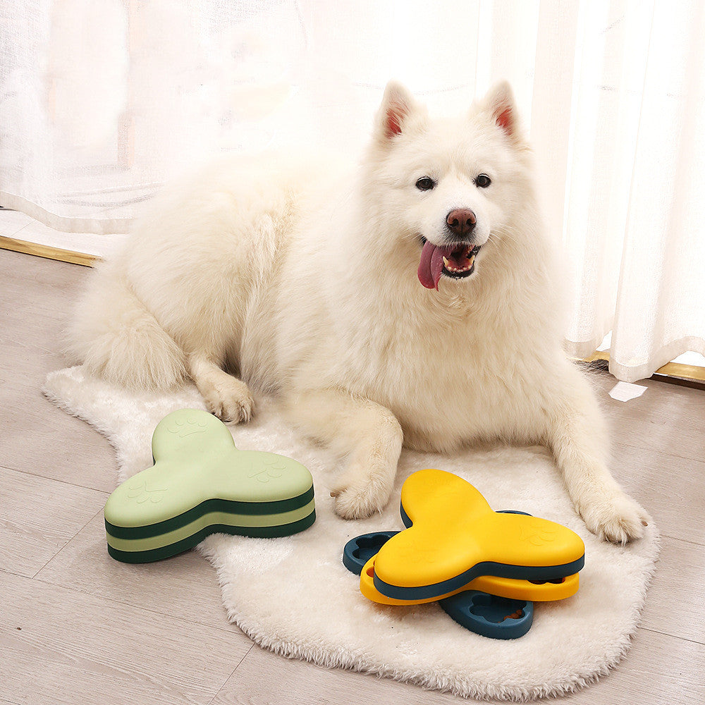 KFX-9814973 Spinning Dog Slow Food Toy - Engaging Feeding Carousel for Chew and Play, 600g, Yellow & Green