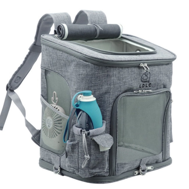 KFX-9816381 Transparent Portable Cat Backpack with Ventilated Mesh Windows and Adjustable Straps for Easy Travel