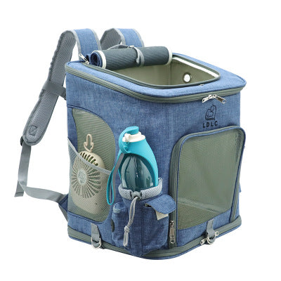 KFX-9816381 Transparent Portable Cat Backpack with Ventilated Mesh Windows and Adjustable Straps for Easy Travel