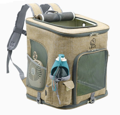 KFX-9816381 Transparent Portable Cat Backpack with Ventilated Mesh Windows and Adjustable Straps for Easy Travel