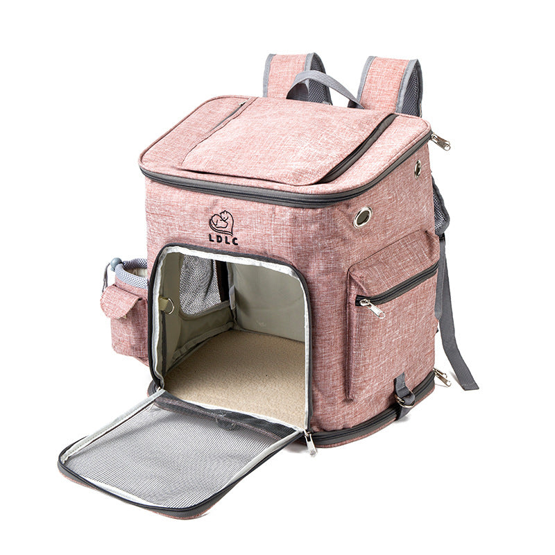 KFX-9816381 Transparent Portable Cat Backpack with Ventilated Mesh Windows and Adjustable Straps for Easy Travel