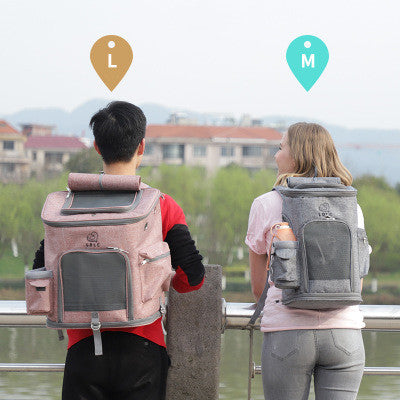 KFX-9816381 Transparent Portable Cat Backpack with Ventilated Mesh Windows and Adjustable Straps for Easy Travel