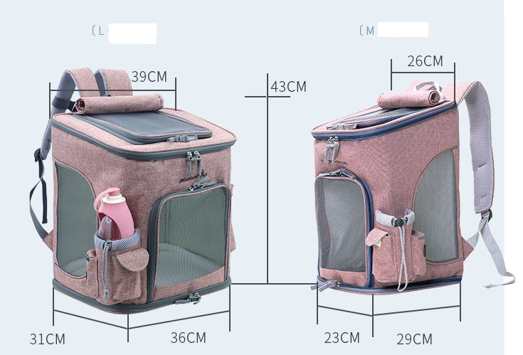 KFX-9816381 Transparent Portable Cat Backpack with Ventilated Mesh Windows and Adjustable Straps for Easy Travel