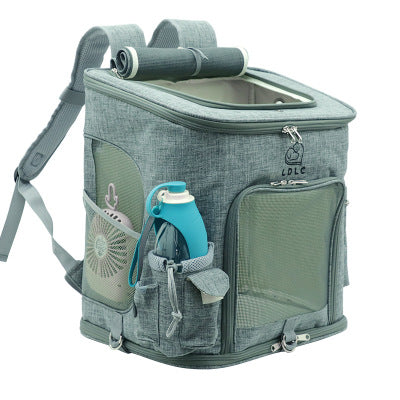 KFX-9816381 Transparent Portable Cat Backpack with Ventilated Mesh Windows and Adjustable Straps for Easy Travel