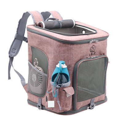 KFX-9816381 Transparent Portable Cat Backpack with Ventilated Mesh Windows and Adjustable Straps for Easy Travel