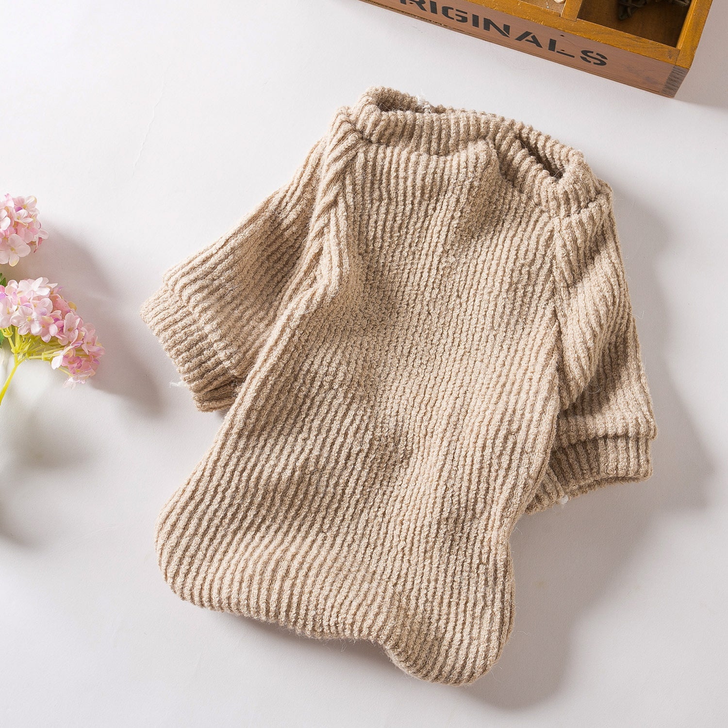 KFX-9817917 Warm Brown Dog Sweater Pullover for Small Breeds like Bichon, Pomeranian, and Schnauzer