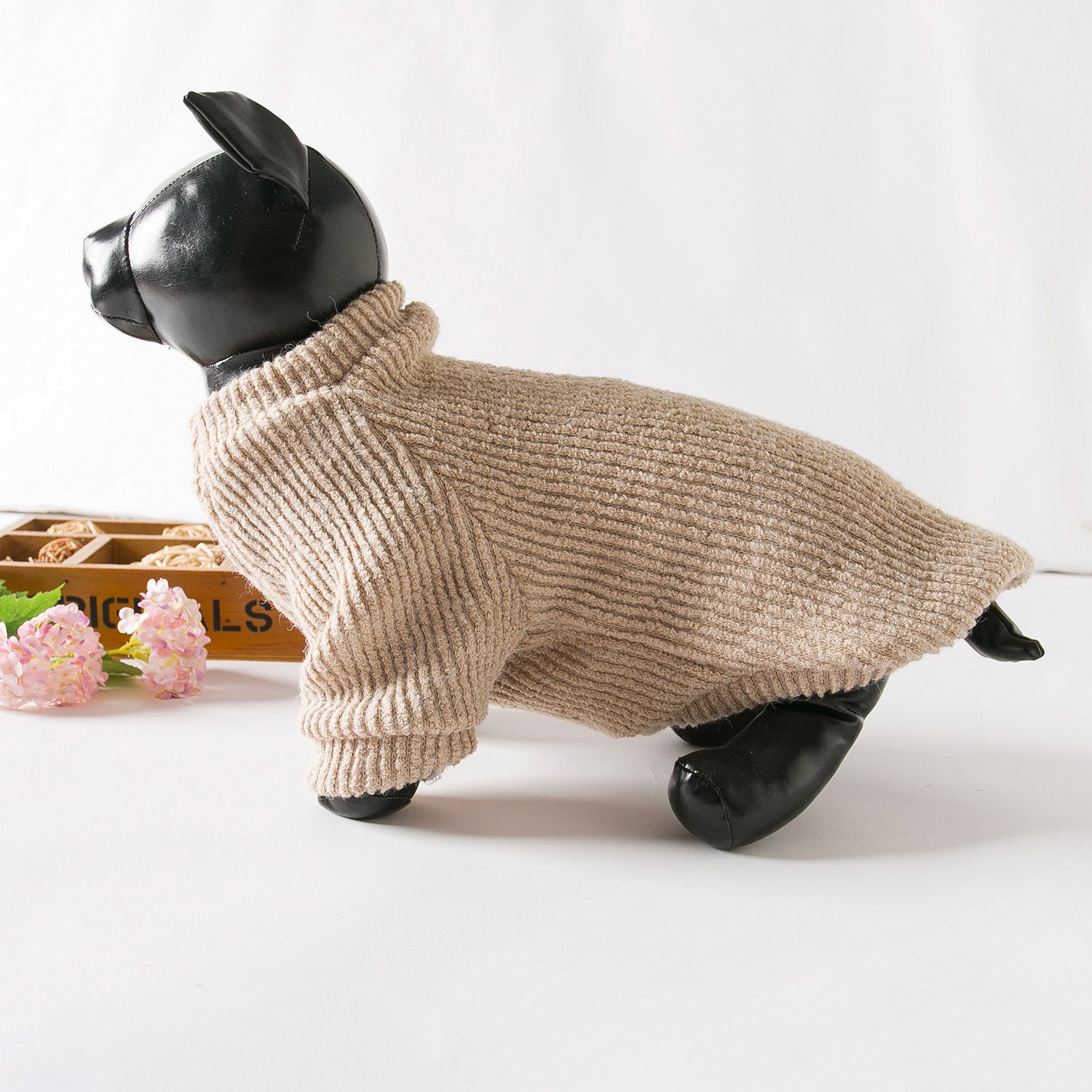 KFX-9817917 Warm Brown Dog Sweater Pullover for Small Breeds like Bichon, Pomeranian, and Schnauzer