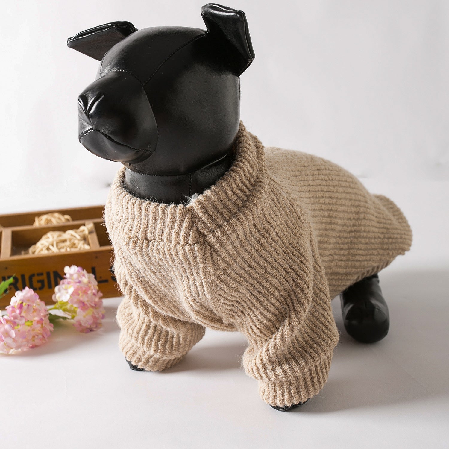 KFX-9817917 Warm Brown Dog Sweater Pullover for Small Breeds like Bichon, Pomeranian, and Schnauzer
