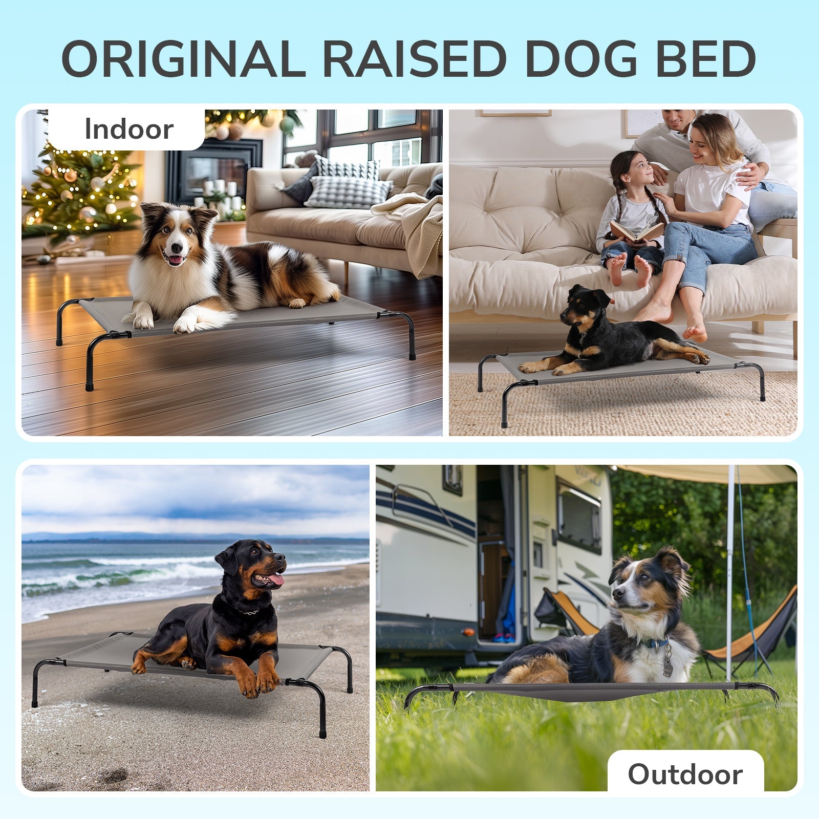KFX-9818557 Elevated Dog Bed with Durable Textilene Mesh, Indoor and Outdoor Pet Bed, 43" x 26" x 8", Gray