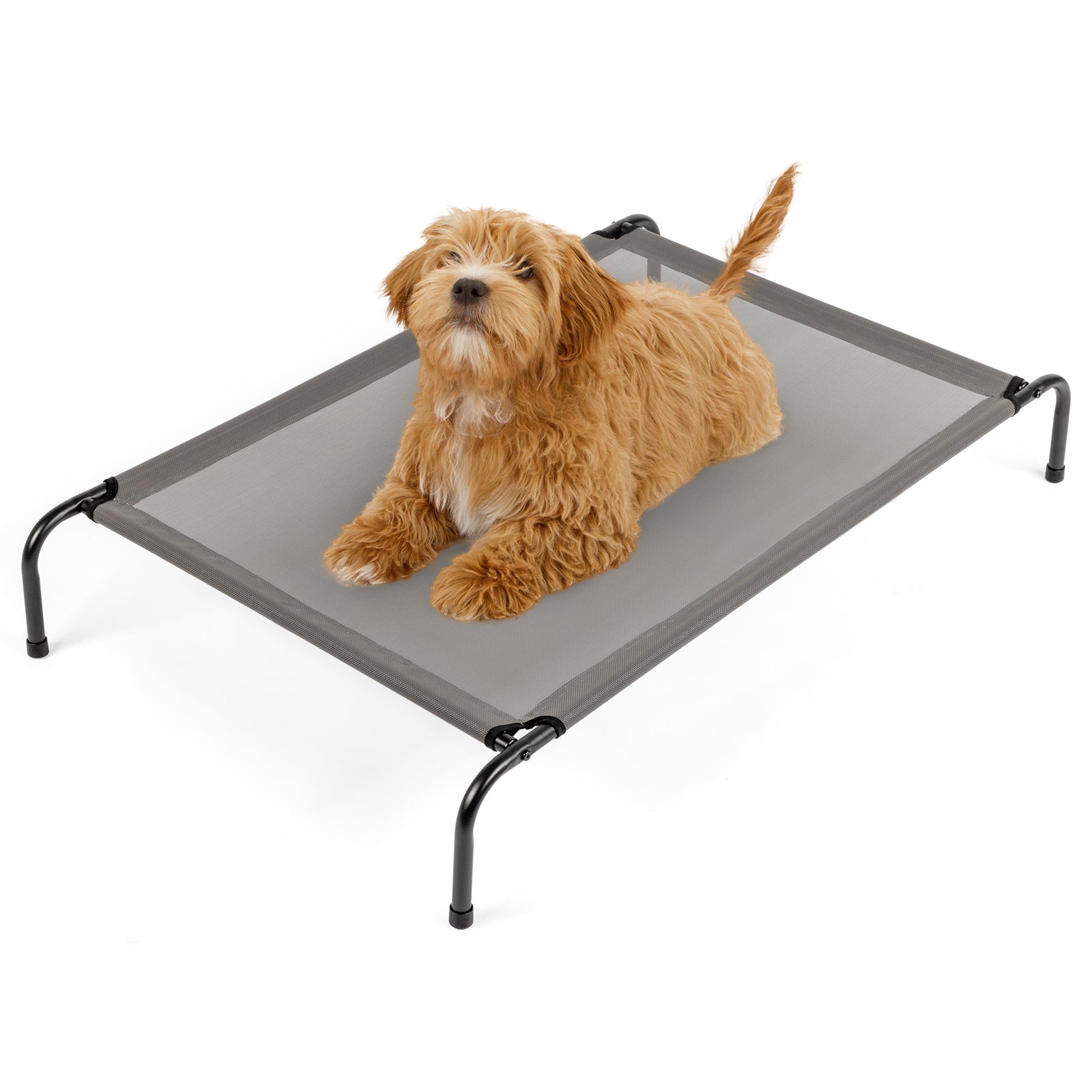KFX-9818557 Elevated Dog Bed with Durable Textilene Mesh, Indoor and Outdoor Pet Bed, 43" x 26" x 8", Gray