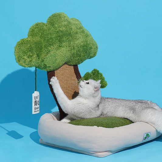 KFX-9819965 Pet Green Pine Tree Shape Cozy Cat Litter for Resting and Claw Grinding