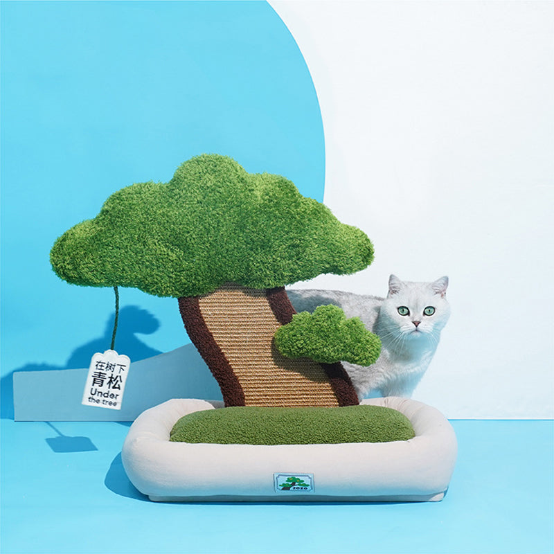 KFX-9819965 Pet Green Pine Tree Shape Cozy Cat Litter for Resting and Claw Grinding